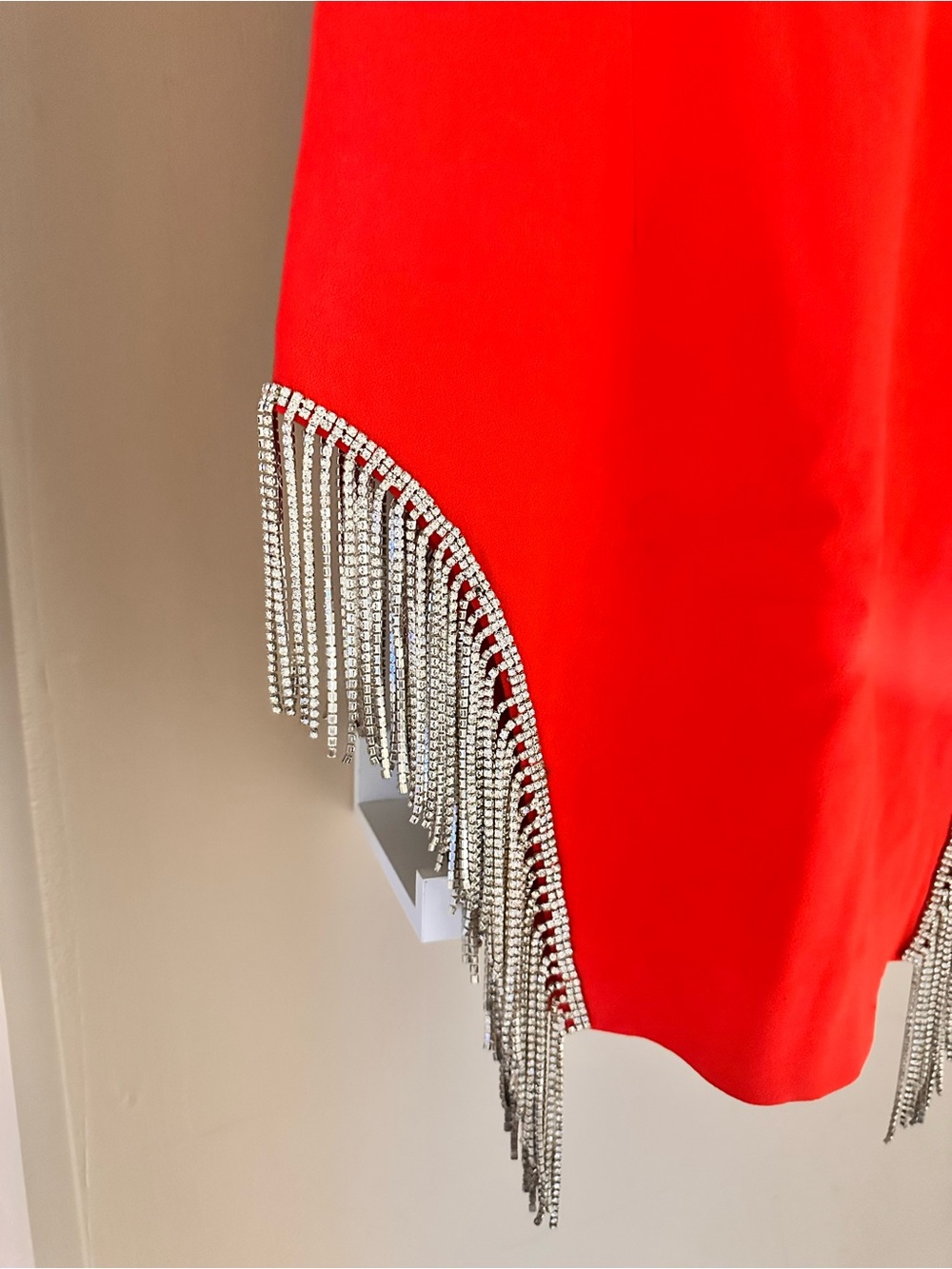 Sleeveless Red Mini Dress with Fringe Detail - Picture 6 of 6